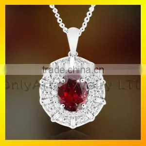 Distinguished Red cz Neckless 925 Sterling Sliver Neckless for Women thumbnail-1
