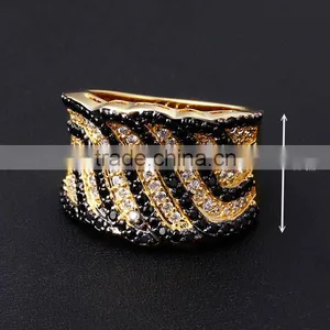 Super Deal Micro Setting Cubic Zirconia Black White Punk Contrast CZ Wedding Ring thumbnail-6