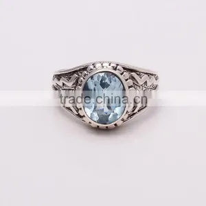 BLUE TOPPAZ RING ,925 Sterling Silver Jewelry Wholesale,WHOLESALE SILVER JEWELRY,SILVER EXPORTER,SILVER JEWELRY FROM INDIA thumbnail-1