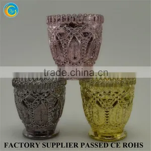 Embossed Design Colored Glass Candle Holder Popular thumbnail-6