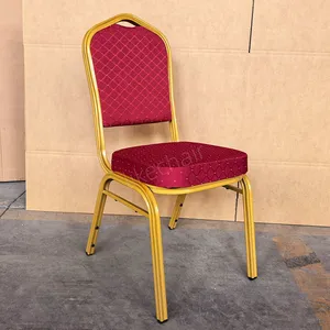 Günstiger Preis, stapelbare Metallrahmenstühle mit dicker Polsterung, BS 5852 feuerhemmend, Tragfähigkeit 500lbs, TÜV-zertifizierte Bankettstühle thumbnail-3