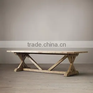 DT-1505 Salvaged Wood Furniture K Shape Leg Old Elm Dining Table Quality Choice thumbnail-1