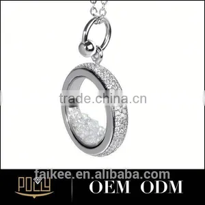 925 Silver Artificial Diamond Round Ring Pendant for Women Tamil om Pendant thumbnail-3
