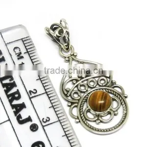 Perfect Brown Of Tiger Eye 925 Sterling Silver Jewelry Pendant, India Wholesaler Silver Jewelry, Fabulous Designs Silver Jewelry thumbnail-6
