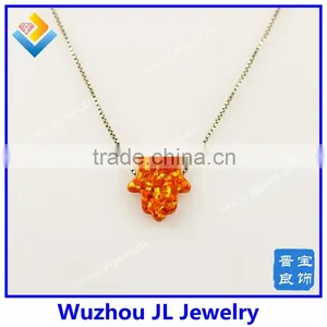 2015 New Arrived Synthetic Orange Opal Hand Opal Pendant S925 Silver Chain Necklace With Wholesale Price thumbnail-6