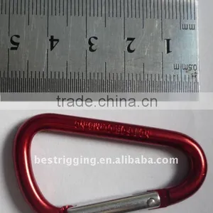 China Manufacturer Yellow Aluminum ,D Type Aluminum Climbing Carbiner,Wire Gate Climbing Carbiner, Mini Spring Snap Hook thumbnail-6