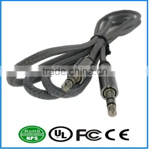 AUX Cable Gold Plated Audio I/O Wire Black Braided Stereo Panel Mount Cable for PC, Car Audio, Audio Equipment thumbnail-1