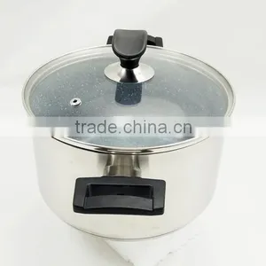 Straight Shape Stainless Steel Hot Pot Casserole Nonstick Marble Coating Inside and Induction Bottom thumbnail-2