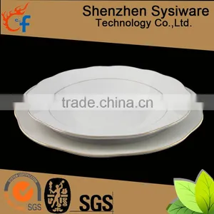 Ceramic Plates With Gold Rim, Gold Decorative Porcelain Dinner Plates, Gold Rimmed Dinner Plates thumbnail-5