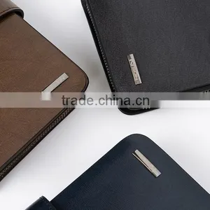 Brown Smooth Leather Men's Carrying Wallet Case Clutch Cell Phone Zippered Pouch thumbnail-4