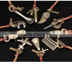 Men Style Fashion Engraving Love Genuine Leather Alloy Pendant thumbnail-5
