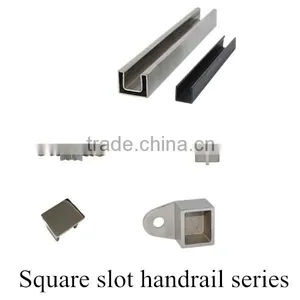 Slot Pipe Handrail Stainless Steel Glass Railing System thumbnail-2