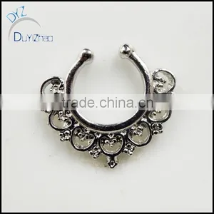 Heart Shaped Fashion Septum Clicker Fake Nose Rings thumbnail-1