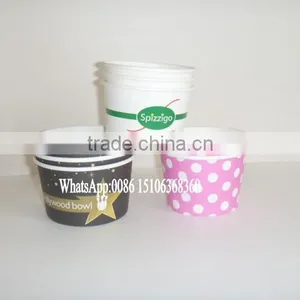 340ml Wholesale Print Customized Logo Ice Cream,Chocolate Cup With Lid,Spoon,Stick thumbnail-1