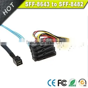 1 Meter Internal Mini SAS HD SFF-8643 to 4 x 29-Pin SAS SFF-8482 Cable thumbnail-4