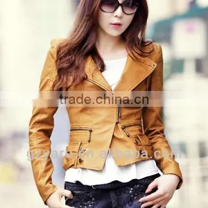 Women Ladies Washed PU Female Jacket thumbnail-1