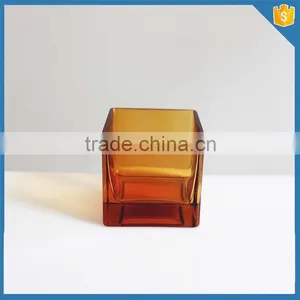 LXHY-CE063 Color Spray Square Shape Crystal Cut Glass Candle Holder thumbnail-3