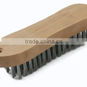 Scrubbing D-shape Wooden Block Wire Brush thumbnail-2