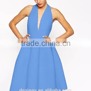 Fashion Plain Dyed Plunging Front Woman Dress Open Back Prom Dresses 2015 thumbnail-2