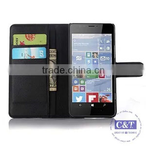 C&T Black Credit Card Holder PU Leather Wallet Flip Case Cover for Microsoft Lumia 950 thumbnail-2
