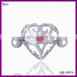 Body Jewelry Shop Rhinestone Heart Large Shape Gauge Nipple Rings thumbnail-1
