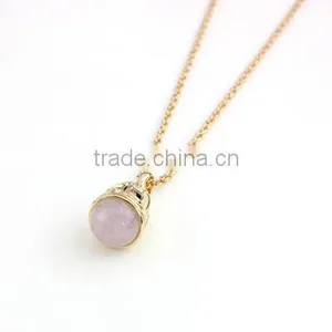 Wholesale African Beads Necklaces Design Small Bell Three Color Clean Nature Stone Jewelry Pendant Necklaces For Women thumbnail-5