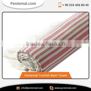 Linen Cotton Pestemal Turkish Towels 37 x 70 Inch Red Striped thumbnail-1
