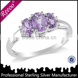 Amethyst Color CZ Art Deco Vintage Style Fashion 925 Silver Ring thumbnail-1