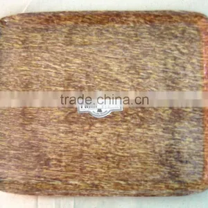 Palm Wood Rectangular Wooden Handle Tray, Serving Tray, Non-slip Tray, Handle Tray, Anti-Slip Tray, Brown Tray thumbnail-1