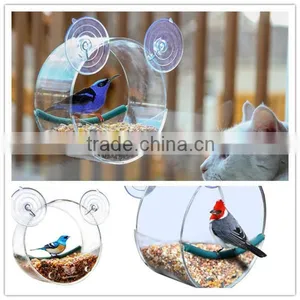 Custom Acrylic Circular Bird Feeders on Window thumbnail-1