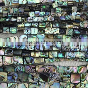 Natural Shell Paua Beads 8mm Square A Grade thumbnail-4