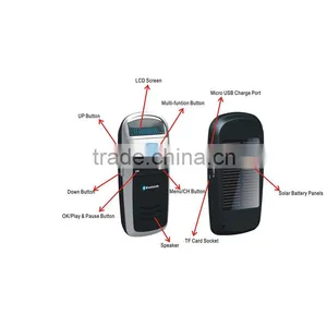 Bluetooth Car Kit With Solar Power Bluetooth FM Transmitter thumbnail-3