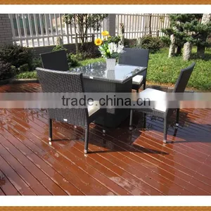 5PCS Square Table Rattan Dining Set Big Base thumbnail-2