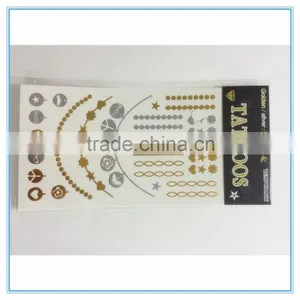 New Fashionable Custom Flash Gold and Silver Metallic Skeleton Temporary Tattoo thumbnail-2