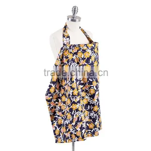 Wide Hooter Hider Made of the Highest Quality Fabric Navy With Flower Printed Baby Nursing Apron thumbnail-1