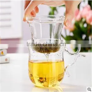 Heat Resistant New Design 360ml Borosilicate Glass Tea Cup/pot for Office With Creative Handle.in Stock. thumbnail-2