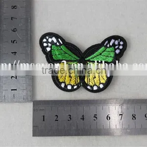 Nice Design Green Butterfly Embroidery Self Adhesive Leather Patches for Clothing thumbnail-6