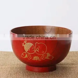 Red Chinese Carved Soup Bowl thumbnail-2