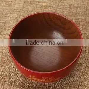Red Chinese Carved Soup Bowl thumbnail-3