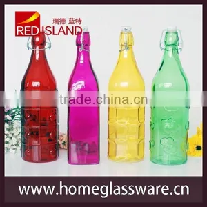 Colored Glass Bottle With Clamp Lid thumbnail-1