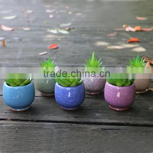 Whosale Colorful Mini Cracked Ceramic Flower Pots With Hole thumbnail-2