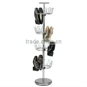Revolving Shoe Rack TREE 3 Tier - Shoe Organizer Holds 18 Pairs - Chome thumbnail-1