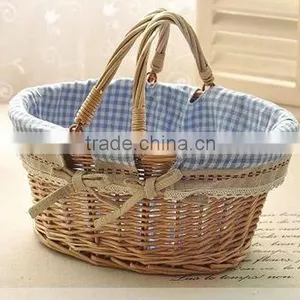 New Design Cheap Wicker Basket Wholesale Willow Basket With Handles thumbnail-1