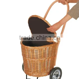 Wholesale Half Round Willow Wicker Basket With Wheels and Stand thumbnail-1