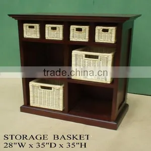 HOT Europe Wholesale Solid Wicker Basket Drawers Wooden Cabinet thumbnail-1