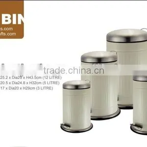 Gialvanized Steel Pedal Bin Manufacturer White Trash Bin Set of 5 thumbnail-1