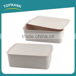 Toprank Different Size Design Pattern Home Living Plastic Storage Organizer Clothes Storage Box Container With Lid thumbnail-2