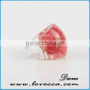 Rose Flower Resin Ring Newest Deisgn Clear Resin Rings Jewelry thumbnail-1