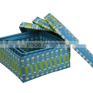 Inno-crea Desktop PP And PE Woven Storage Box With Lid thumbnail-1