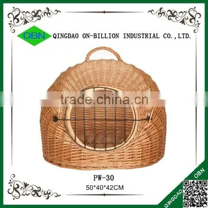 Large Handle Oval Natural Wicker Dog Basket thumbnail-1